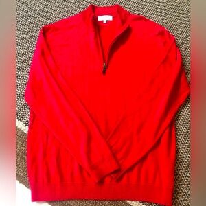 ♦️Turnbury Extra Fine Merino Wool 1/4 Zip Pullover Red Sweater